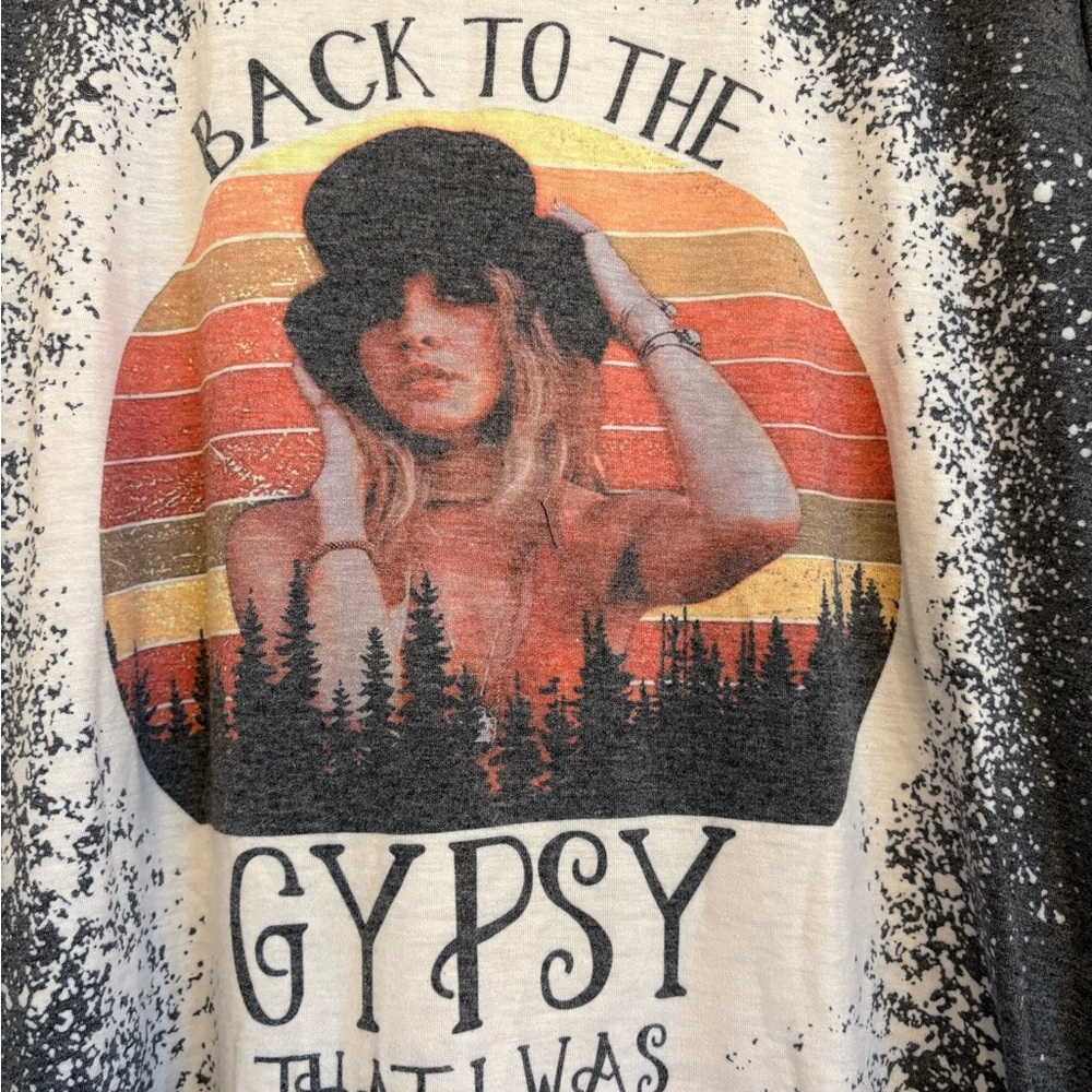 Back to the Gypsy Graphic Tee - Charcoal with Sunset Print - Picture 2 of 4